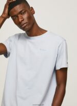 hombres playera con logo estampado Pepe Jeans 44JTZ947 blanqueador azul - Imagen 3