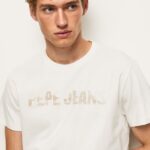 hombres playera con logo estampado Pepe Jeans 44JTZ961 blanquecino
