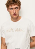 hombres playera con logo estampado Pepe Jeans 44JTZ961 blanquecino