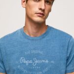 hombres playera con logo estampado Pepe Jeans 44JTZ967 azul claro
