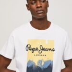 hombres playera con logo estampado Pepe Jeans 44JTZ974 blanco
