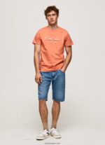 hombres playera con logo estampado Pepe Jeans 44JTZ991 calabaza naranja - Imagen 2