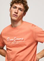 hombres playera con logo estampado Pepe Jeans 44JTZ991 calabaza naranja - Imagen 3