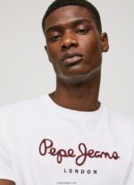 hombres playera con logo estampado Pepe Jeans 44JTZ998 blanco - Imagen 3