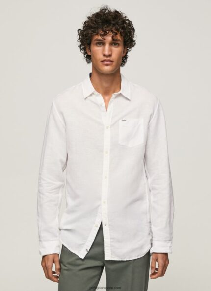 hombres playera de manga larga parker Pepe Jeans 44JTZ1073 blanco