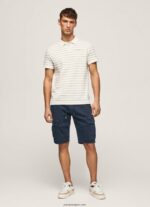 hombres playera tipo polo con estampado de rayas Pepe Jeans 44JTZ1092 blanquecino - Imagen 2