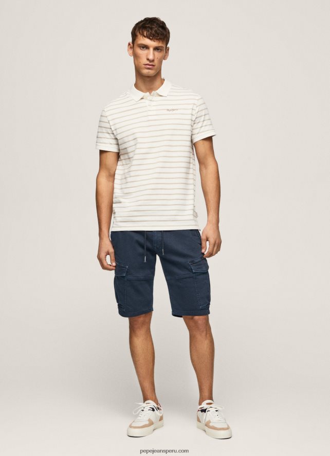 hombres playera tipo polo con estampado de rayas Pepe Jeans 44JTZ1092 blanquecino - Imagen 2