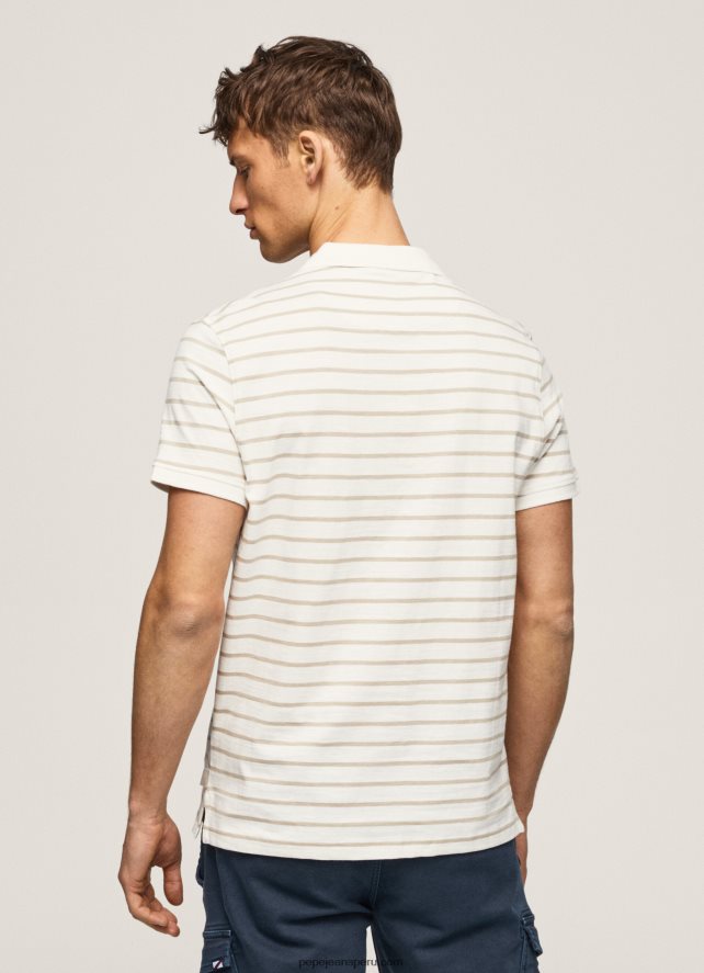 hombres playera tipo polo con estampado de rayas Pepe Jeans 44JTZ1092 blanquecino - Imagen 4