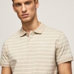 hombres playera tipo polo con estampado de rayas Pepe Jeans 44JTZ1093 malta