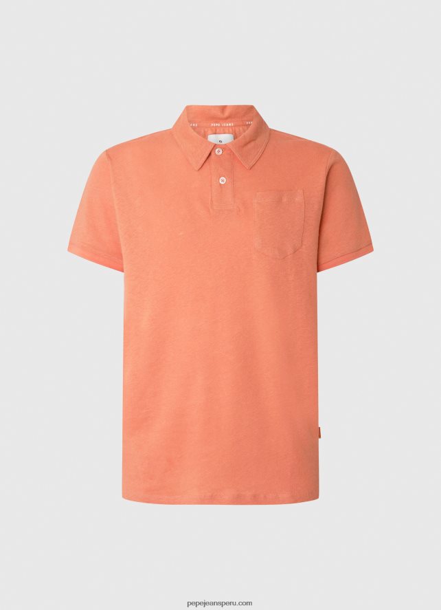 hombres polo de algodón de lino Pepe Jeans 44JTZ1088 calabaza naranja - Imagen 1