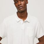 hombres polo de algodón de lino Pepe Jeans 44JTZ1089 blanquecino