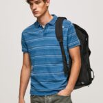 hombres polo de algodón estampado a rayas Pepe Jeans 44JTZ1083 índigo