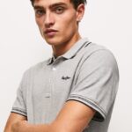 hombres polo de piqué con logo bordado Pepe Jeans 44JTZ1077 gris marga