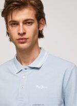 hombres polo de piqué con logo bordado Pepe Jeans 44JTZ1080 blanqueador azul - Imagen 3