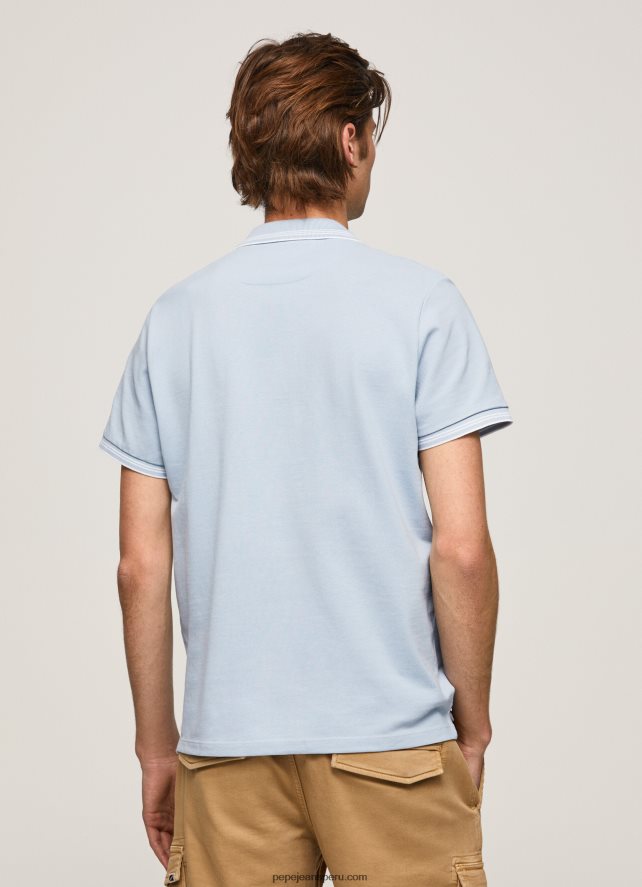 hombres polo de piqué con logo bordado Pepe Jeans 44JTZ1080 blanqueador azul - Imagen 4