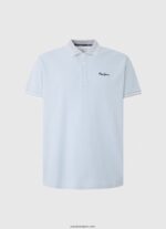 hombres polo de piqué con logo bordado Pepe Jeans 44JTZ1080 blanqueador azul - Imagen 5