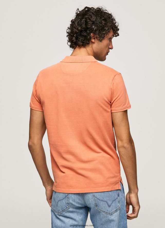 hombres polo de piqué con logo bordado Pepe Jeans 44JTZ1095 calabaza naranja - Imagen 4
