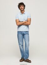 hombres polo de piqué con logo bordado Pepe Jeans 44JTZ1096 blanqueador azul - Imagen 2