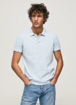 hombres polo de piqué con logo bordado Pepe Jeans 44JTZ1096 blanqueador azul