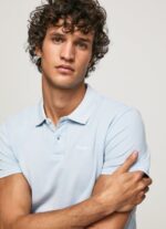 hombres polo de piqué con logo bordado Pepe Jeans 44JTZ1096 blanqueador azul - Imagen 3