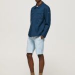 hombres shorts chinos de algodón Pepe Jeans 44JTZ1115 blanqueador azul