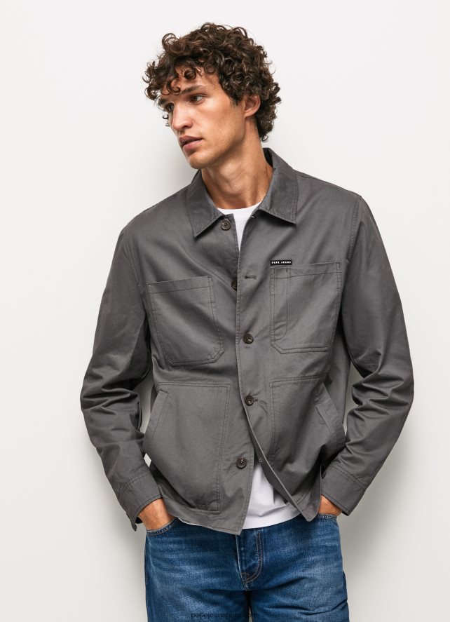hombres sobrecamisa de sarga con corte holgado Pepe Jeans 44JTZ1047 negro lavado - Imagen 1