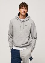 hombres sudadera con capucha de algodón ajustable Pepe Jeans 44JTZ896 gris marga