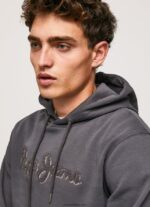 hombres sudadera con capucha de algodón Pepe Jeans 44JTZ875 negro lavado