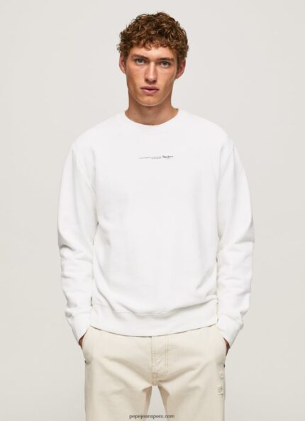 hombres sudadera con logo estampado Pepe Jeans 44JTZ897 blanco