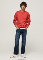 hombres sudadera con logo estampado Pepe Jeans 44JTZ906 estudio rojo - Imagen 2