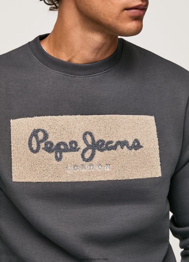 hombres suéter con logo bordado Pepe Jeans 44JTZ872 negro lavado - Imagen 3