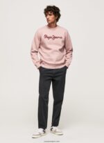 hombres suéter con logo bordado Pepe Jeans 44JTZ882 lejía rosa - Imagen 2