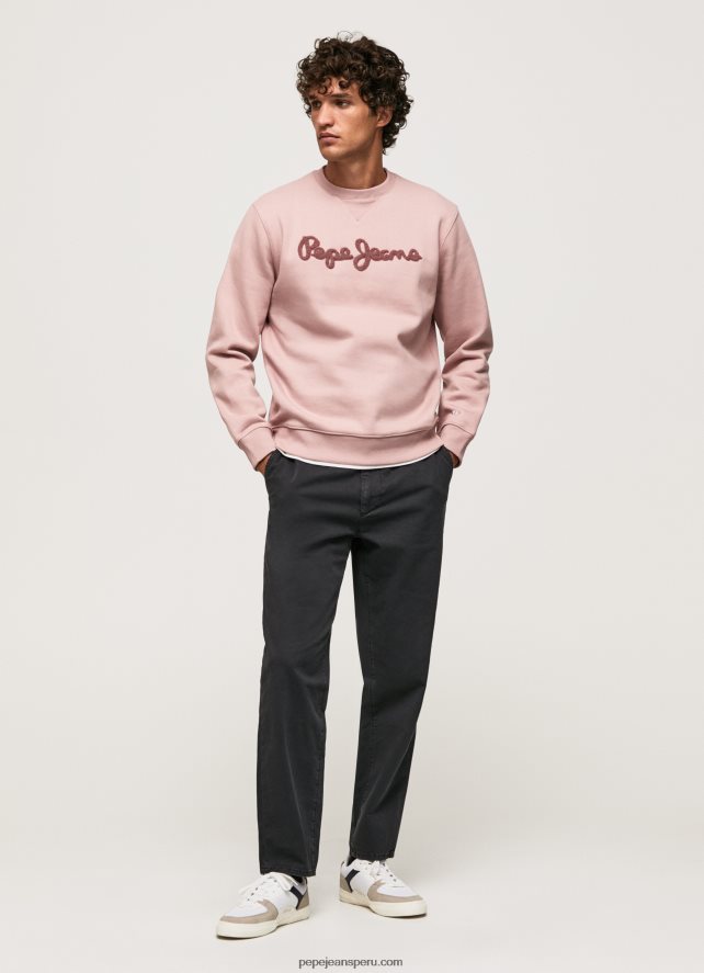 hombres suéter con logo bordado Pepe Jeans 44JTZ882 lejía rosa - Imagen 2