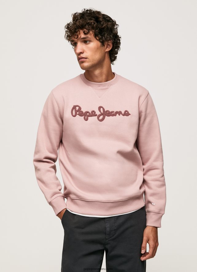 hombres suéter con logo bordado Pepe Jeans 44JTZ882 lejía rosa - Imagen 1