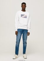 hombres suéter con logo de bandera Pepe Jeans 44JTZ899 blanco - Imagen 2