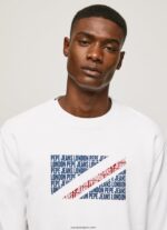 hombres suéter con logo de bandera Pepe Jeans 44JTZ899 blanco - Imagen 3