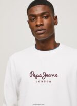 hombres suéter con logo estampado Pepe Jeans 44JTZ880 blanco - Imagen 3