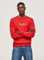 hombres suéter con logo estampado Pepe Jeans 44JTZ890 estudio rojo - Imagen 3