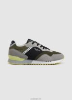 hombres tenis combinados london one Pepe Jeans 44JTZ1223 verde caqui