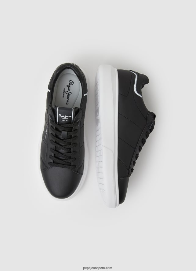 hombres tenis Eaton con parte de cuero Pepe Jeans 44JTZ1198 negro - Imagen 2