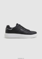 hombres tenis Eaton con parte de cuero Pepe Jeans 44JTZ1198 negro