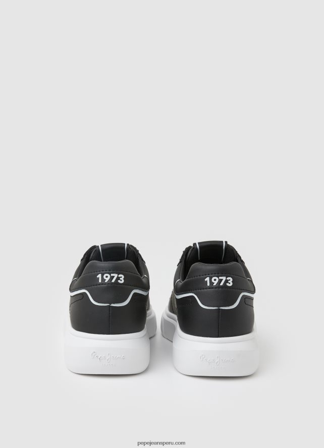 hombres tenis Eaton con parte de cuero Pepe Jeans 44JTZ1198 negro - Imagen 4