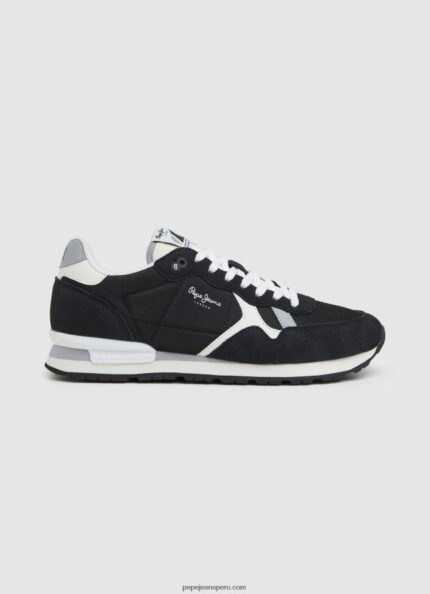 hombres zapatillas brit combinadas Pepe Jeans 44JTZ1200 negro