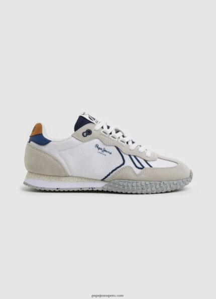 hombres zapatillas retro combinadas Pepe Jeans 44JTZ1231 blanco