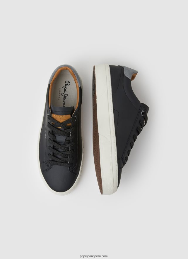 hombres zapatillas yogi originales de piel Pepe Jeans 44JTZ1183 negro - Imagen 2