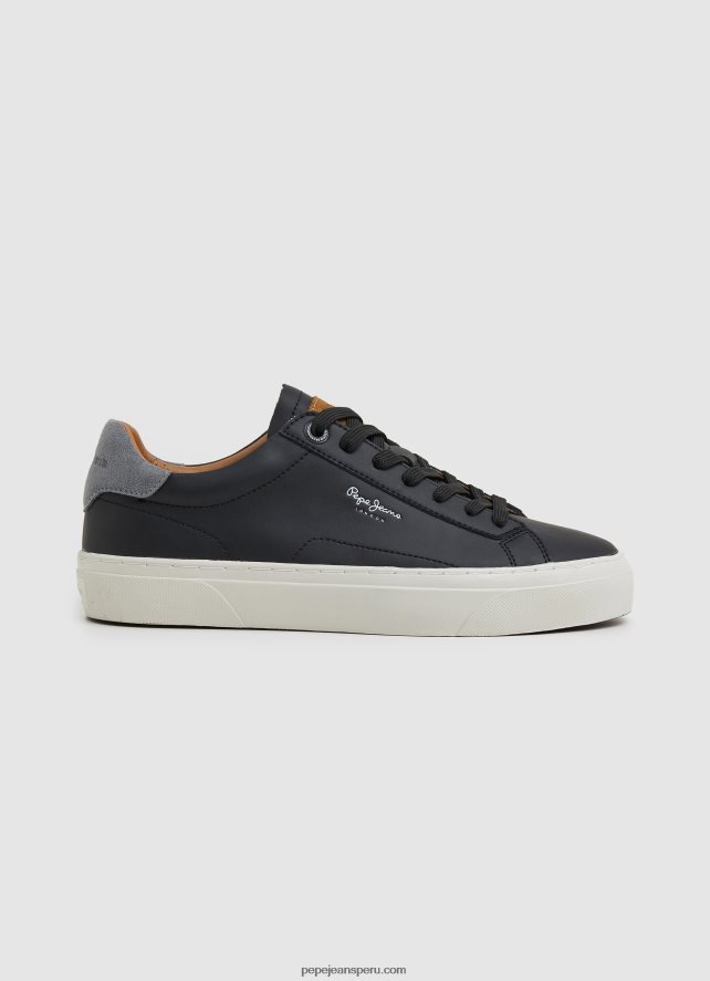 hombres zapatillas yogi originales de piel Pepe Jeans 44JTZ1183 negro - Imagen 1