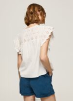 mujer blusa de algodón con detalles calados Pepe Jeans 44JTZ342 mousse - Imagen 4