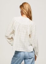 mujer blusa dobby de algodón con cuello mao Pepe Jeans 44JTZ362 mousse - Imagen 4
