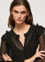 mujer blusa plumeti semitransparente Pepe Jeans 44JTZ328 negro - Imagen 3