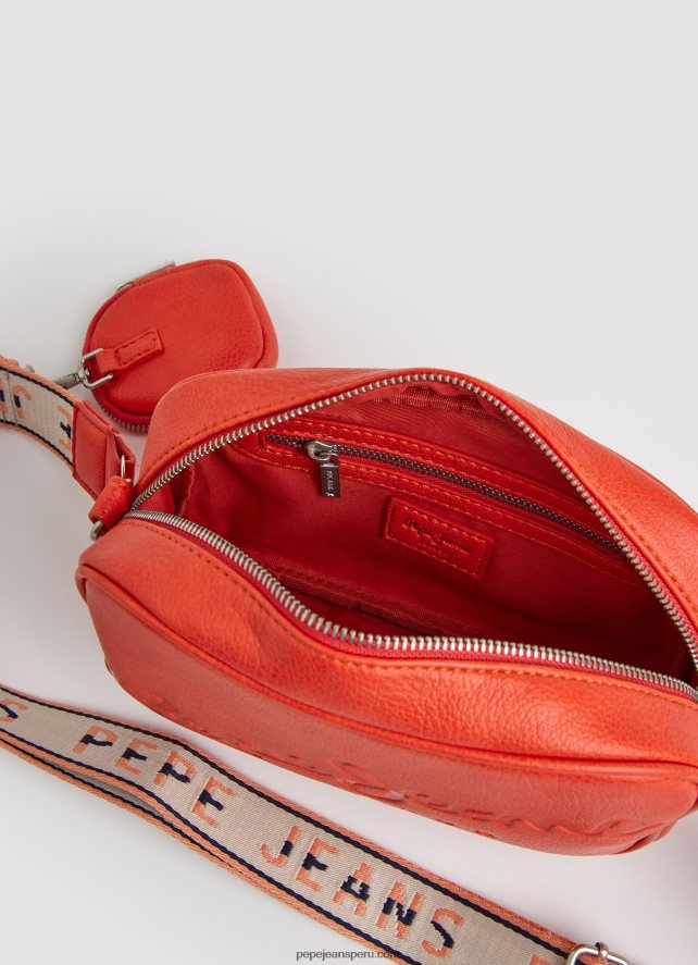 mujer bolsa crossbody con logo en relieve Pepe Jeans 44JTZ715 durazno - Imagen 3
